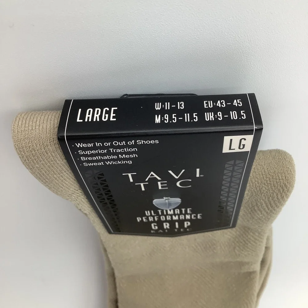 Tavi Tec Ultimate Performance Grip Socks Kai Tec Shitake Tan Size Large‎ NWT